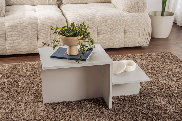 Nordure Harmony Mesa de Café Gris 80x40x40 cm Elegante y Moderna para Sala de Estar